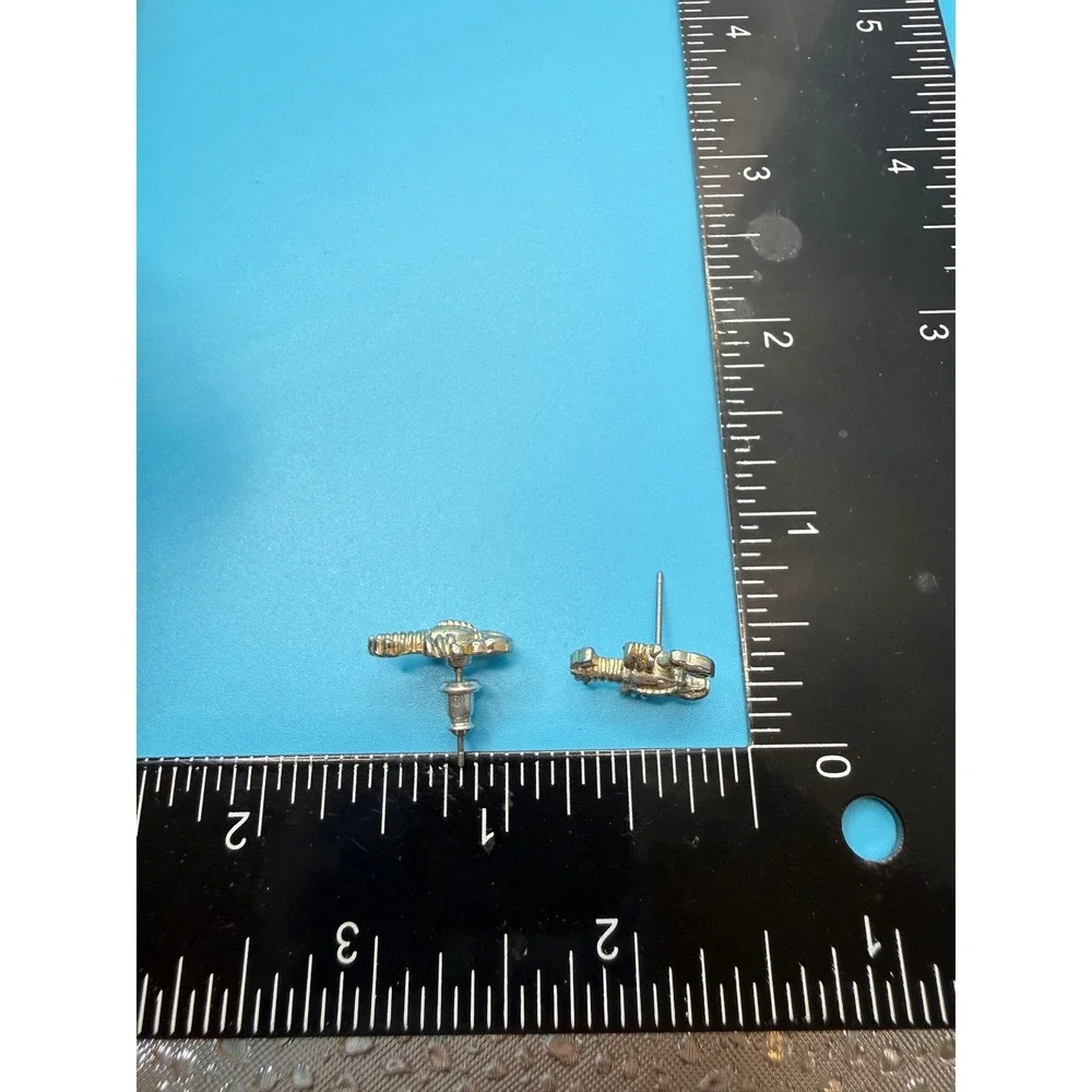 Silver Tone Lobster Stud Earrings Nautical Coastal Beach Jewelry Small Tiny‎